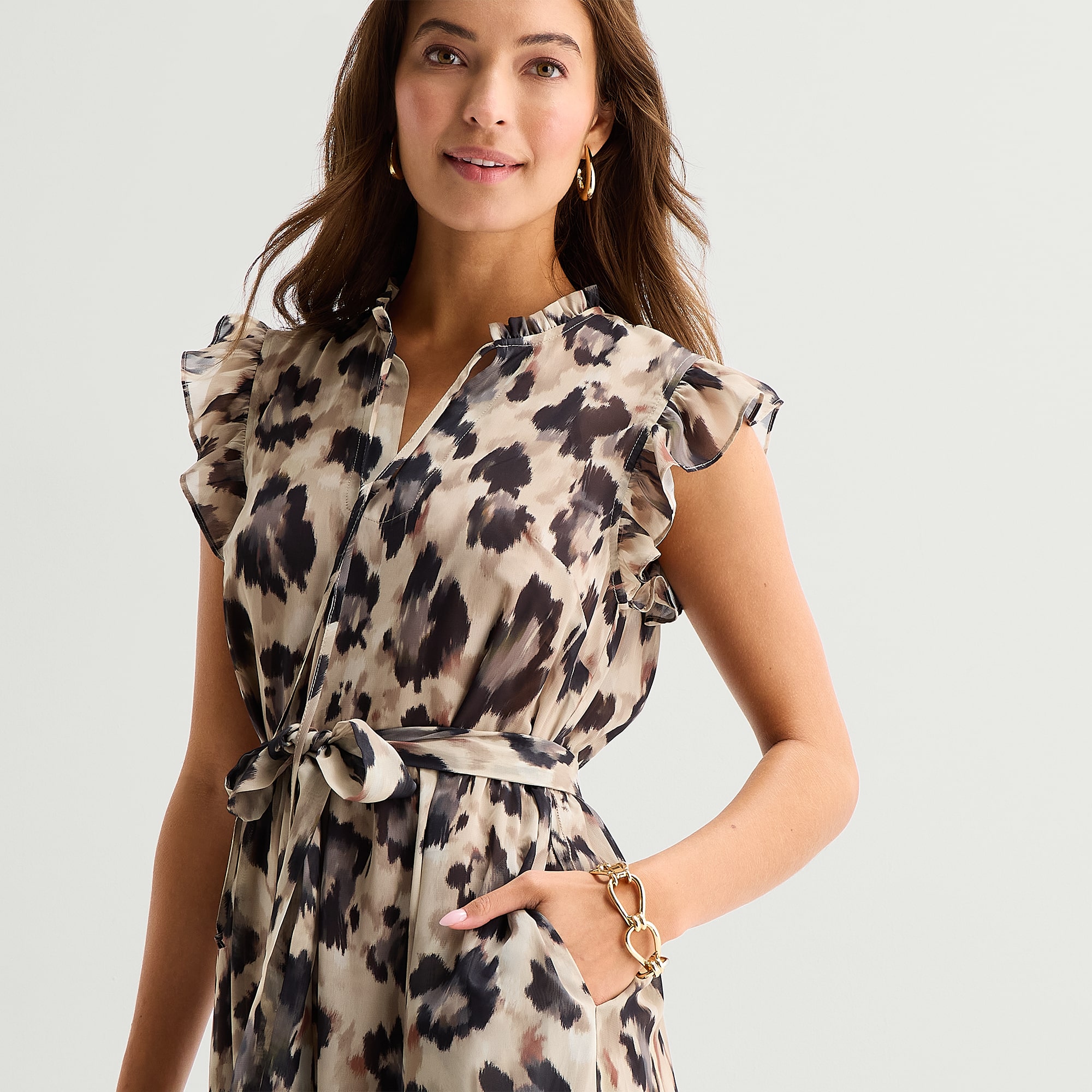 Maia Womens V Neck Short Sleeve Animal Shift Dress