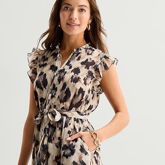 Maia Womens V Neck Short Sleeve Animal Shift Dress