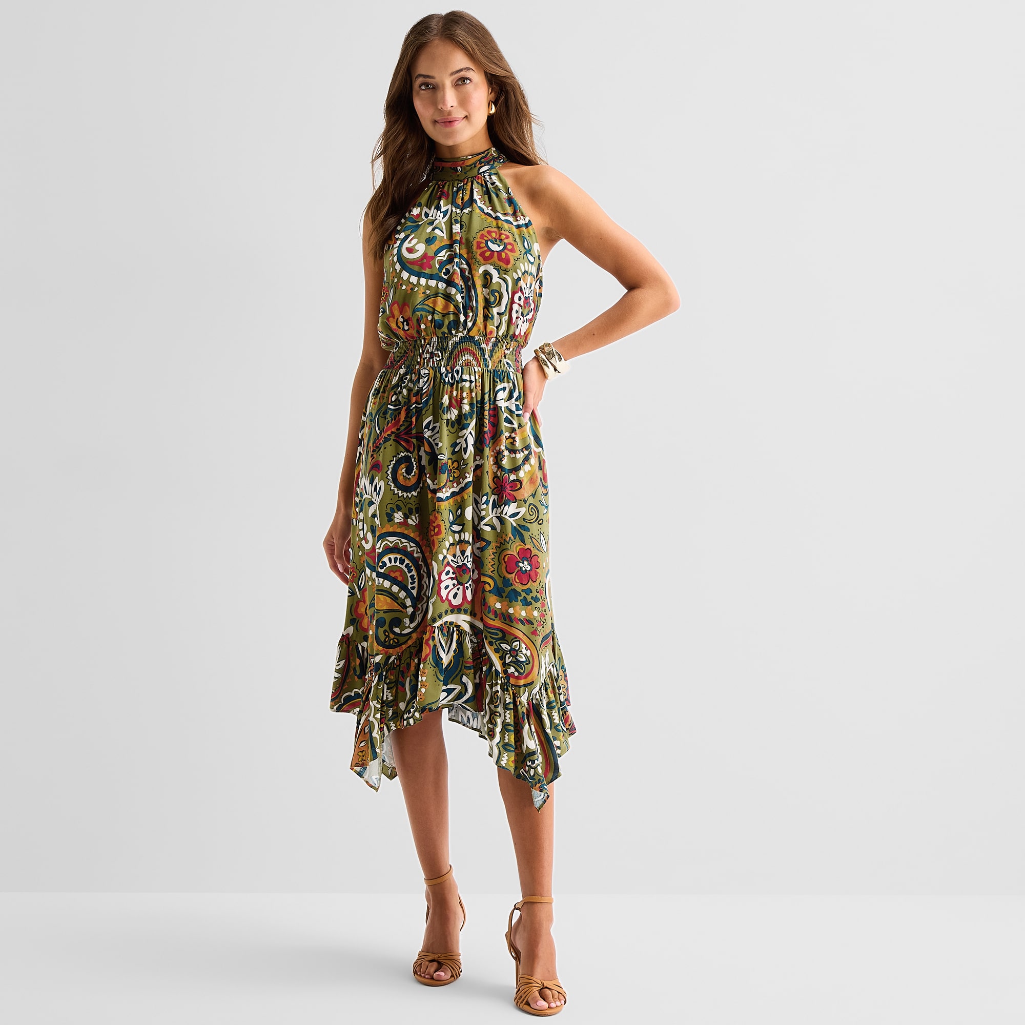 MSK Womens Mock Neck Sleeveless Maxi Dress