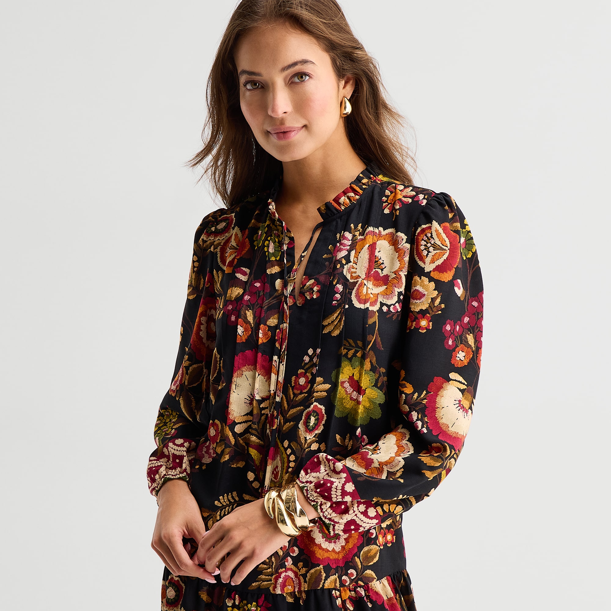 Maia Womens V Neck Long Sleeve Floral Shift Dress
