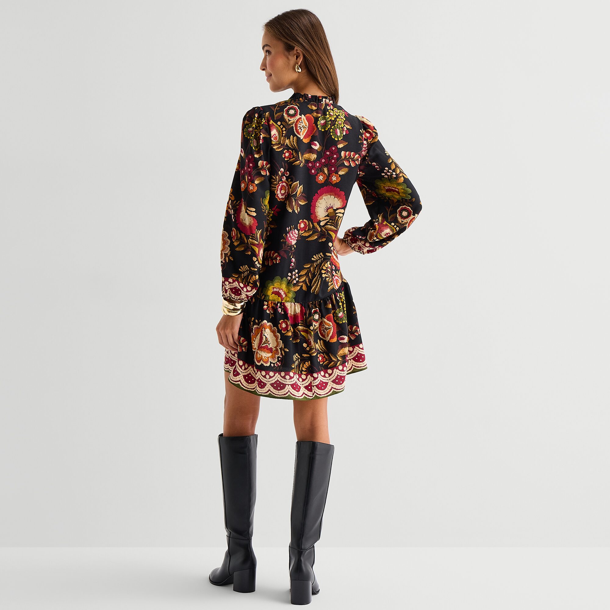 Maia Womens V Neck Long Sleeve Floral Shift Dress