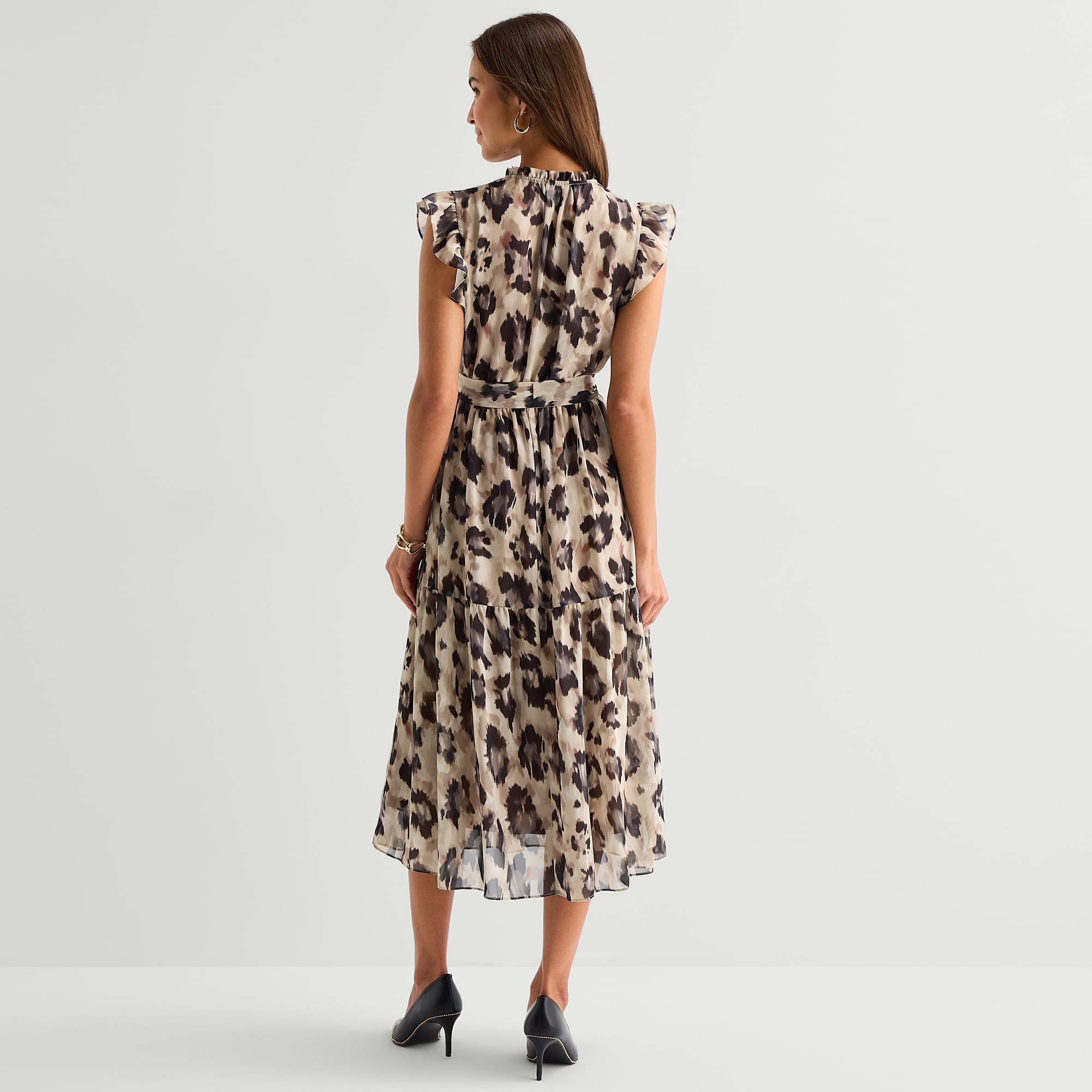 Maia Womens V Neck Short Sleeve Animal Shift Dress