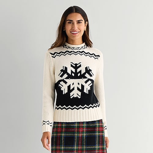 St. John's Bay Womens Crew Neck Long Sleeve Pullover Sweater In White