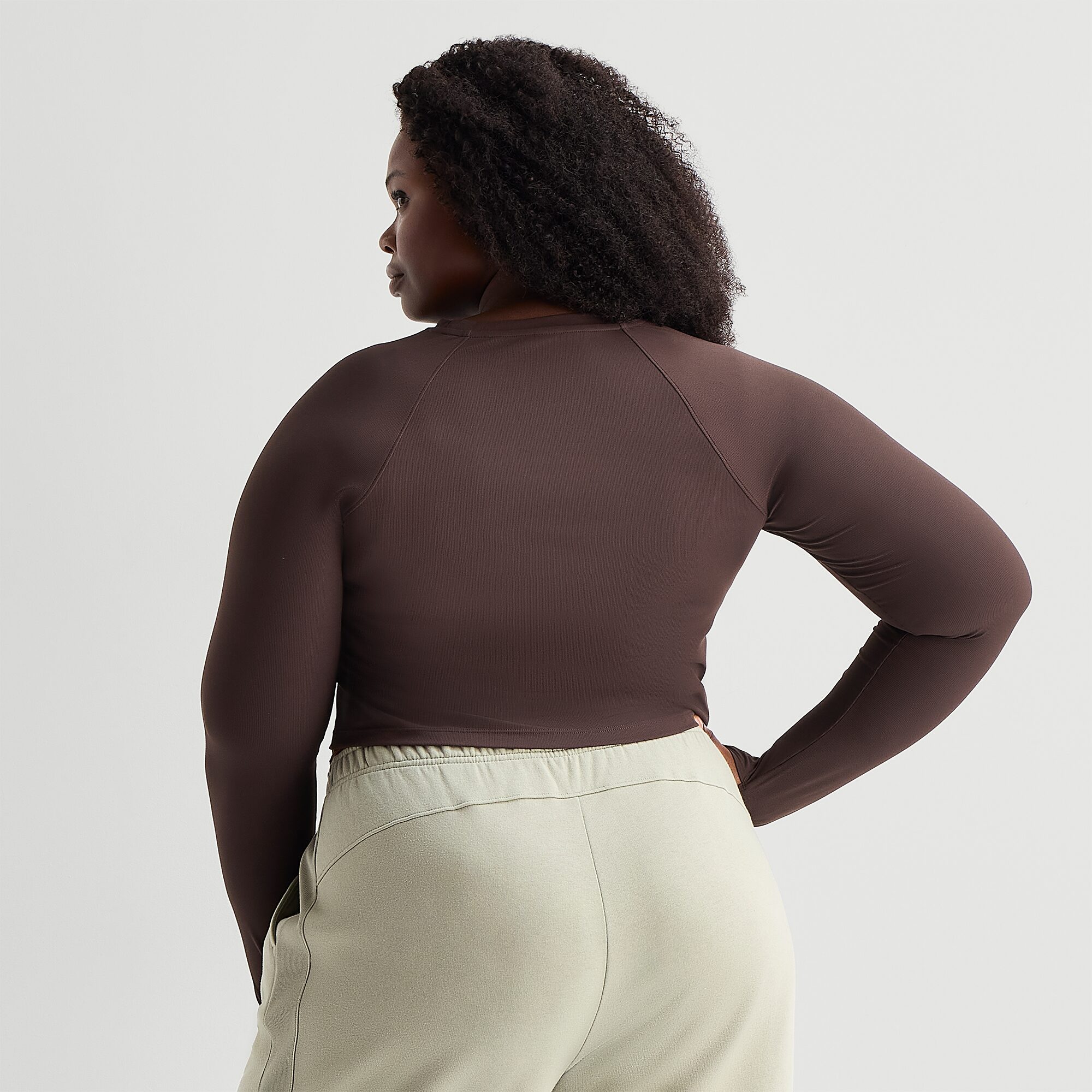Xersion Womens Crew Neck Long Sleeve Active Plus Crop Top