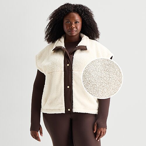 Xersion Sherpa Fleece Vest Plus, 2x, White