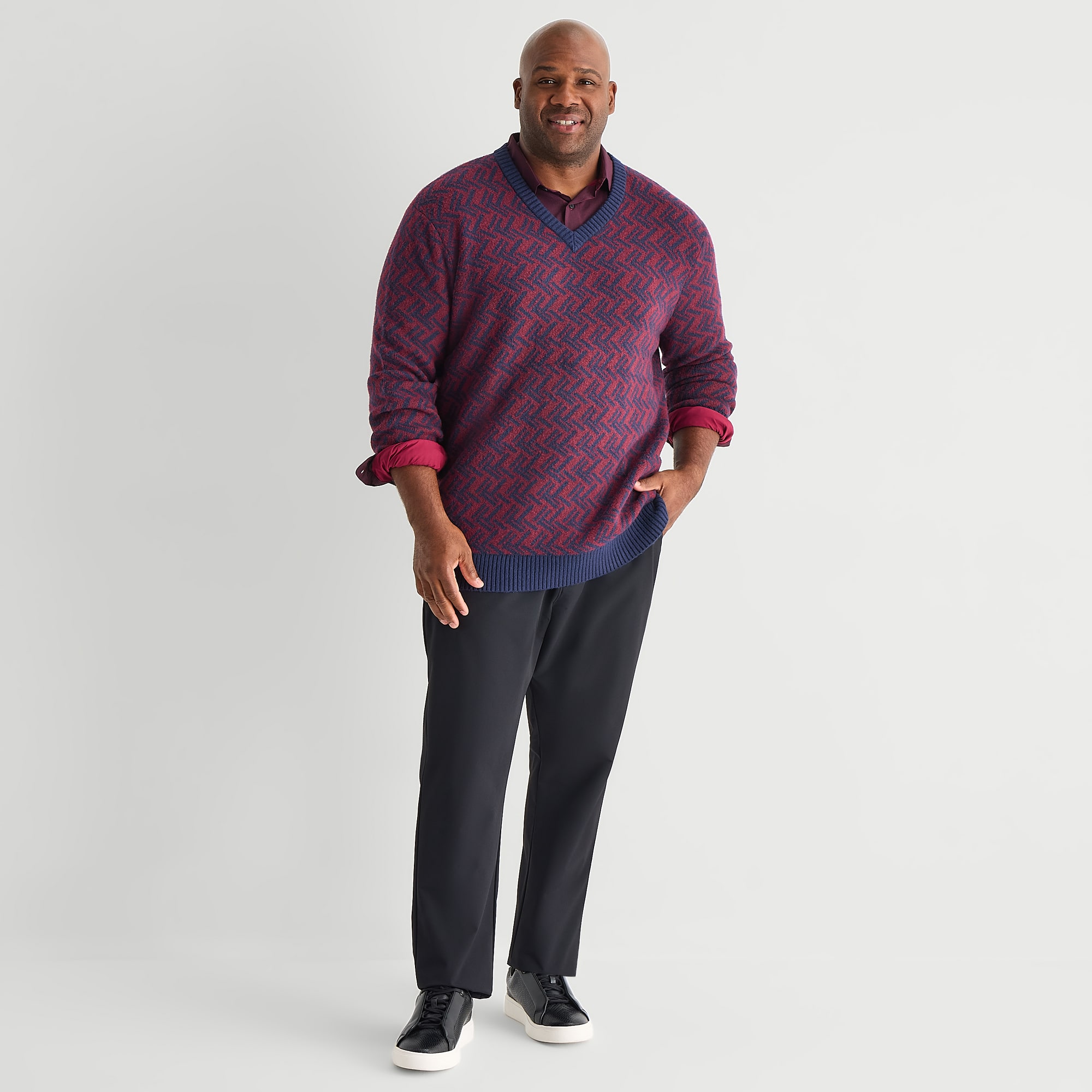 Stylus Big and Tall Mens V Neck Long Sleeve Pullover Sweater