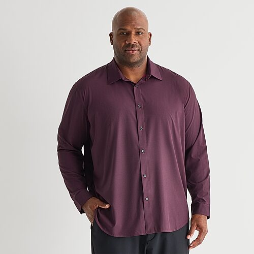 Stylus Mens Long Sleeve Classic Fit Big And Tall Button-down Shirt In Red