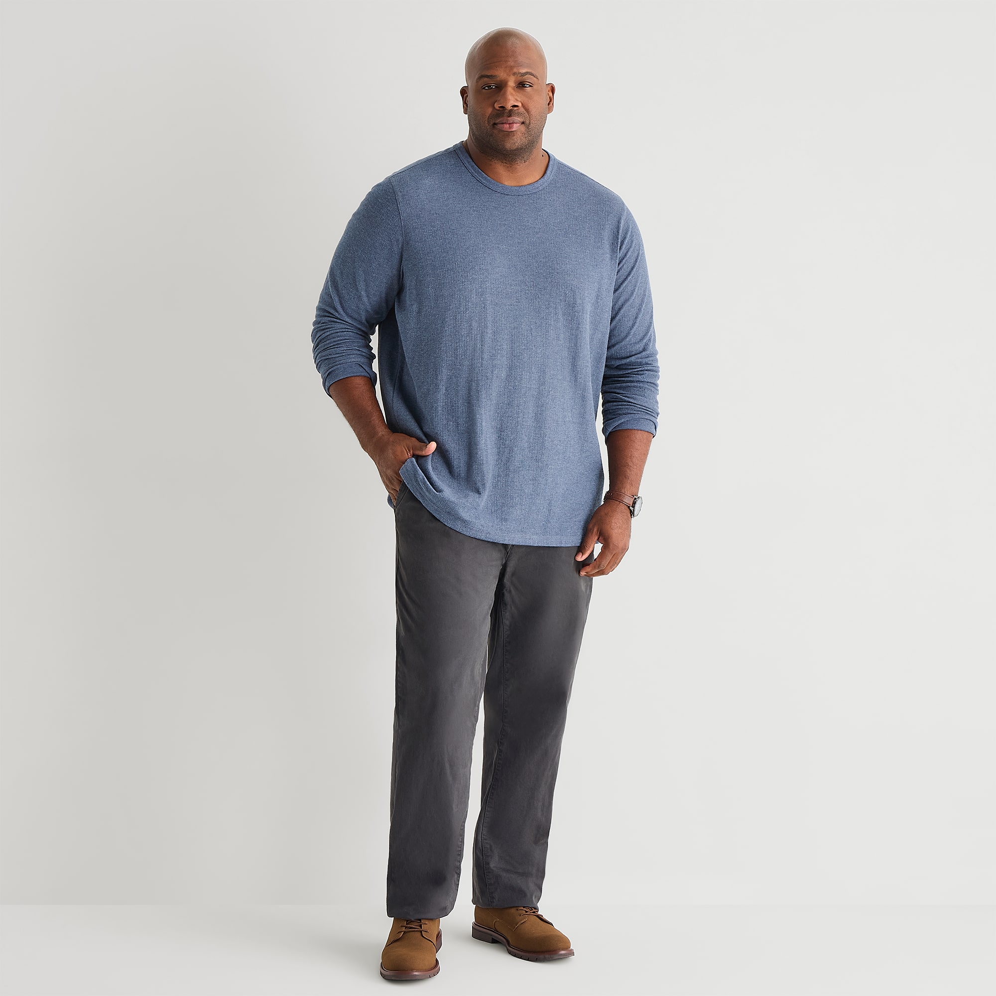 mutual weave Mens Crew Neck Long Sleeve Big and Tall T-Shirt
