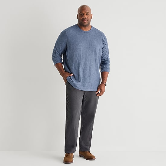 mutual weave Mens Crew Neck Long Sleeve Big and Tall T-Shirt