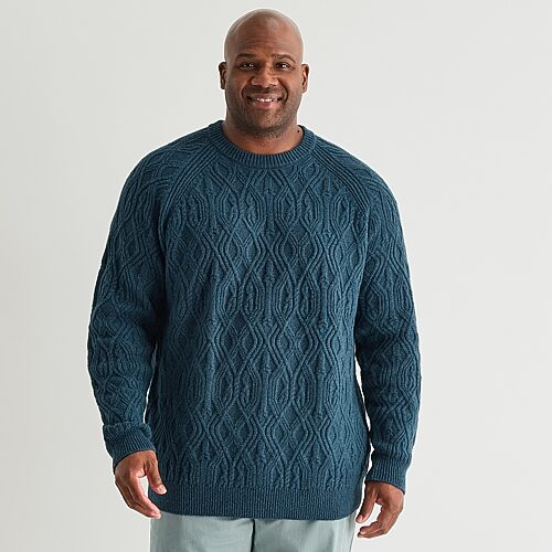 mutual weave Big and Tall Mens Crew Neck Long Sleeve Pullover Sweater, 2x-large Tall, Blue