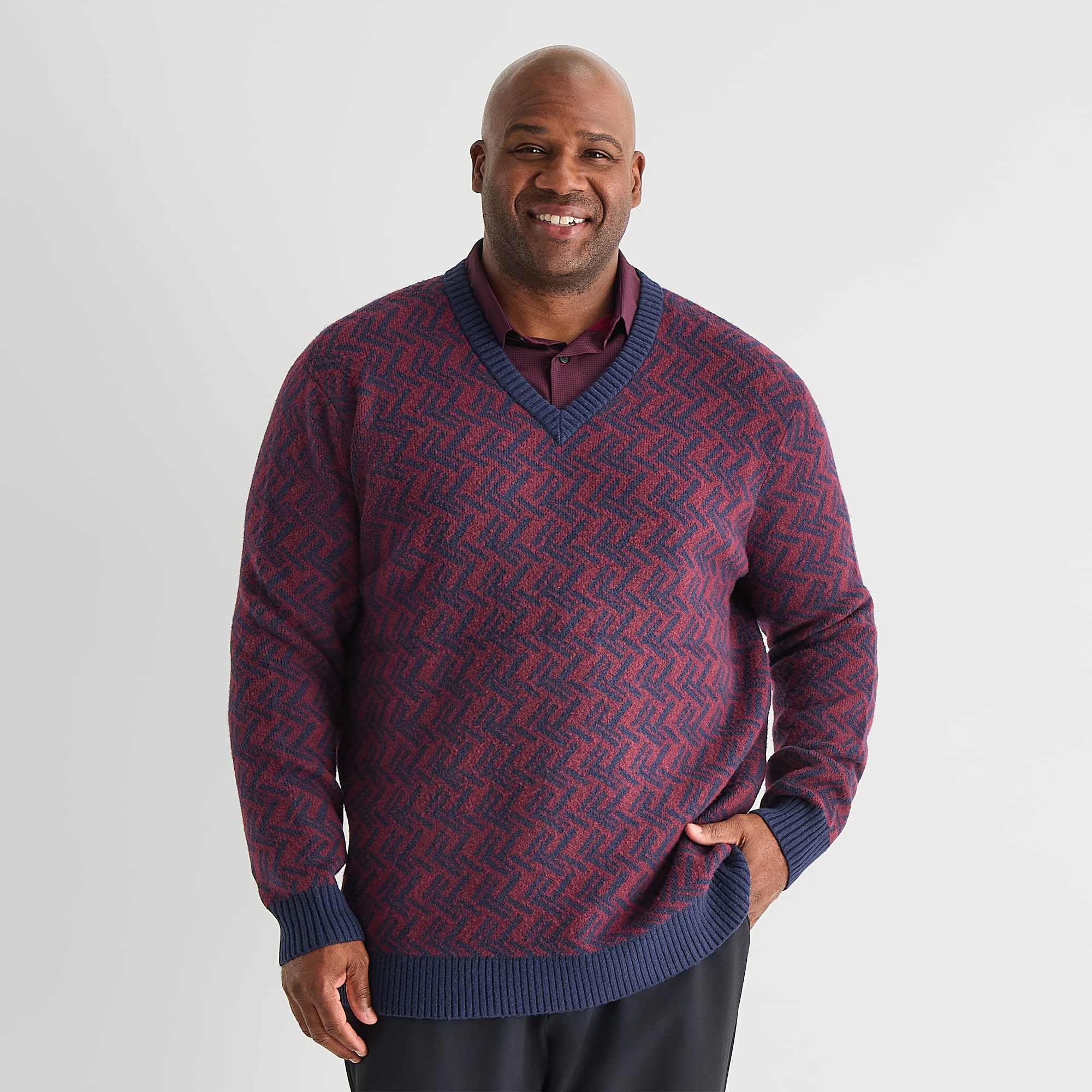 Stylus Big and Tall Mens V Neck Long Sleeve Pullover Sweater