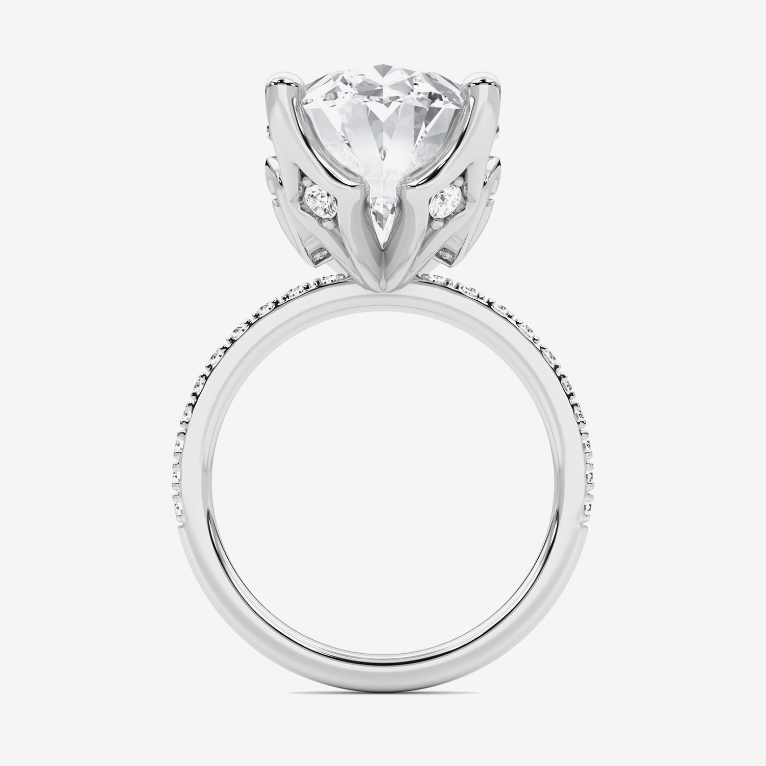 F / Vs2) Womens 1/ Ct. T.W. Lab Grown White Diamond 14K Gold Oval Side Stone Engagement Ring
