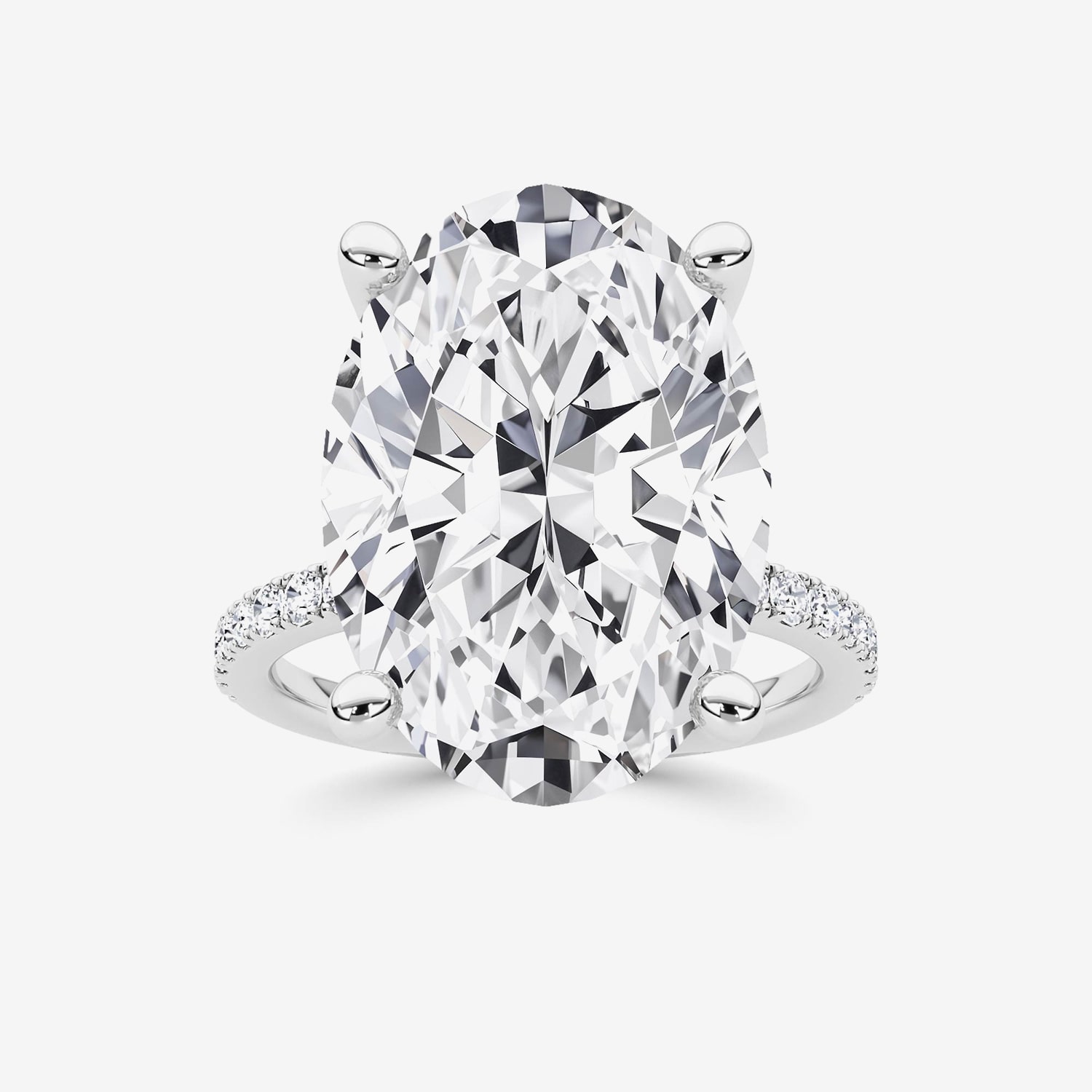 F / Vs2) Womens 1/ Ct. T.W. Lab Grown White Diamond 14K Gold Oval Side Stone Engagement Ring