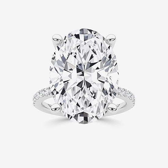 Grown Gorgeous (F / Vs2) Womens 9 1/8 Ct. T.W. Lab Grown White Diamond 14K Gold Oval Side Stone Engagement Ring
