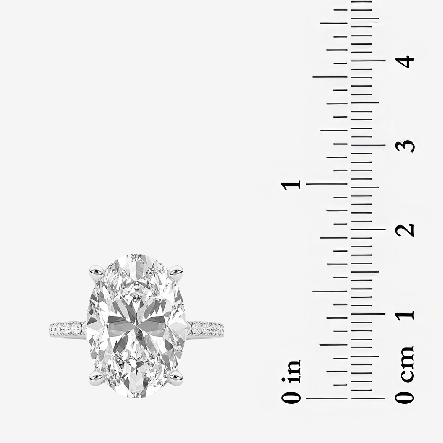 F / Vs2) Womens 1/ Ct. T.W. Lab Grown White Diamond 14K Gold Oval Side Stone Engagement Ring