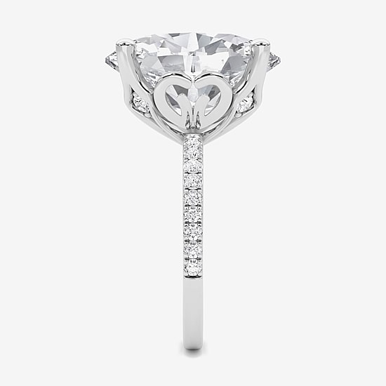 Grown Gorgeous (F / Vs2) Womens 9 1/8 Ct. T.W. Lab Grown White Diamond 14K Gold Oval Side Stone Engagement Ring