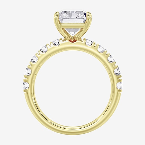Signature By Modern Bride (F / Vs2) Womens 5 CT. T.W. Lab Grown White Diamond 14K Gold Rectangular Side Stone Engagement Ring