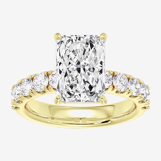 Signature By Modern Bride (F / Vs2) Womens 5 CT. T.W. Lab Grown White Diamond 14K Gold Rectangular Side Stone Engagement Ring