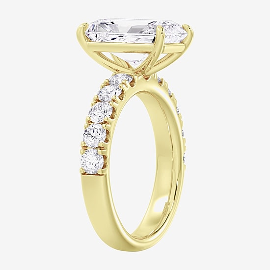 Signature By Modern Bride (F / Vs2) Womens 5 CT. T.W. Lab Grown White Diamond 14K Gold Rectangular Side Stone Engagement Ring