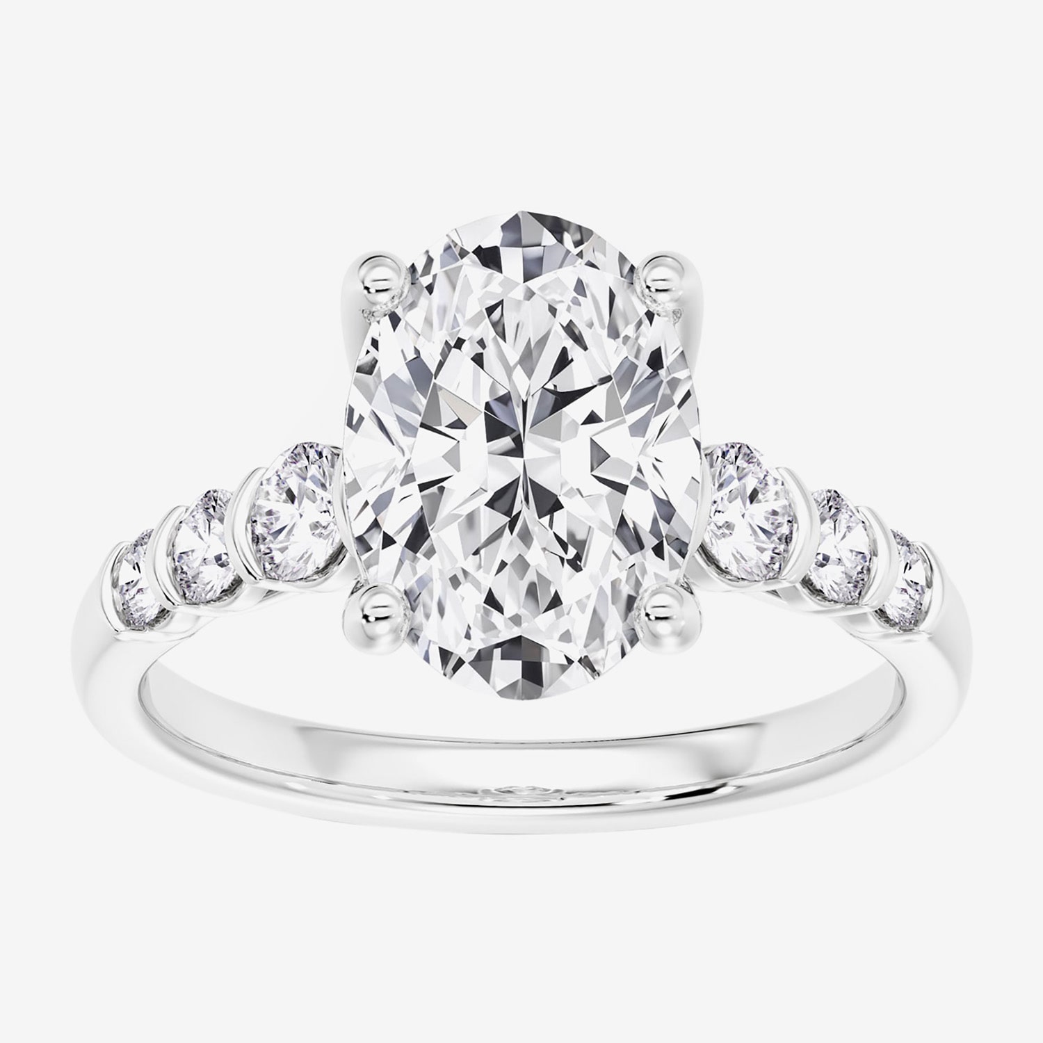 3 1/2 CTTW LAB GROWN DIAMOND (3.00 CT OVAL CENTRE) RING 10K WHITE GOLD