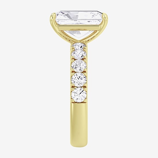 Signature By Modern Bride (F / Vs2) Womens 5 CT. T.W. Lab Grown White Diamond 14K Gold Rectangular Side Stone Engagement Ring