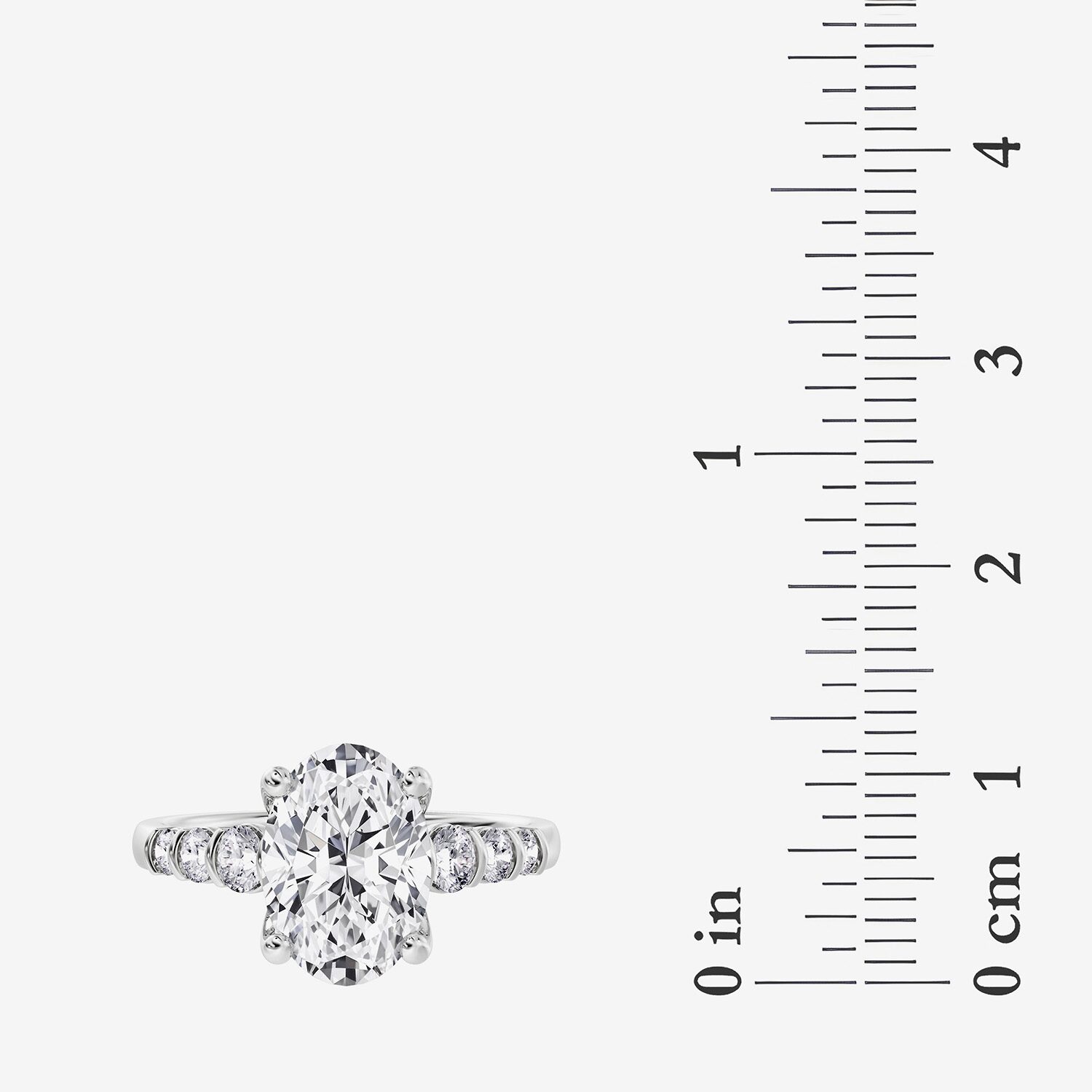 3 1/2 CTTW LAB GROWN DIAMOND (3.00 CT OVAL CENTRE) RING 10K WHITE GOLD