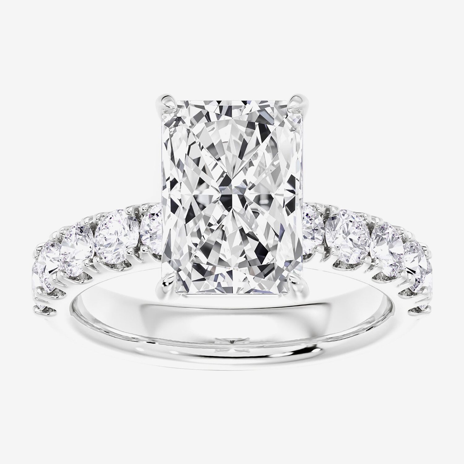 Signature By Modern Bride (F / Vs2) Womens 5 CT. T.W. Lab Grown White Diamond 14K Gold Rectangular Side Stone Engagement Ring