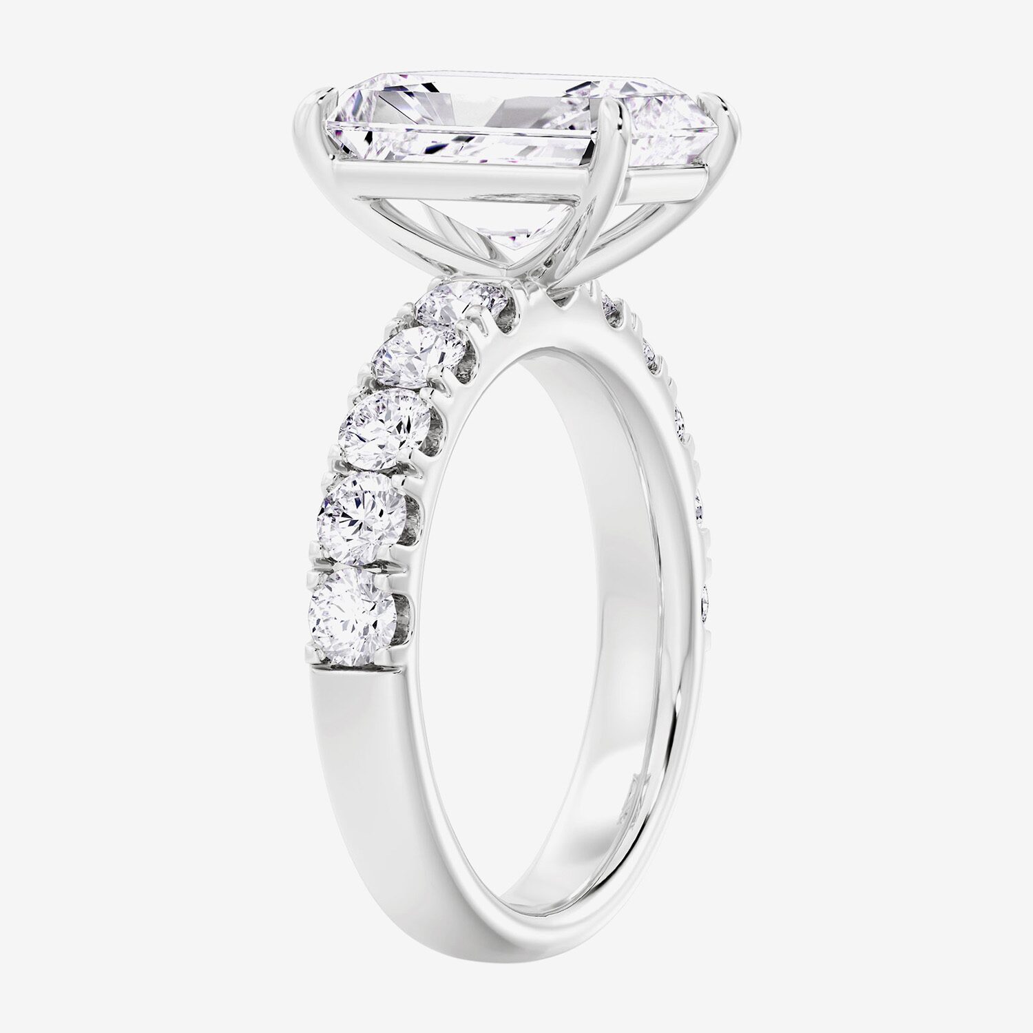 Signature By Modern Bride (F / Vs2) Womens 5 CT. T.W. Lab Grown White Diamond 14K Gold Rectangular Side Stone Engagement Ring