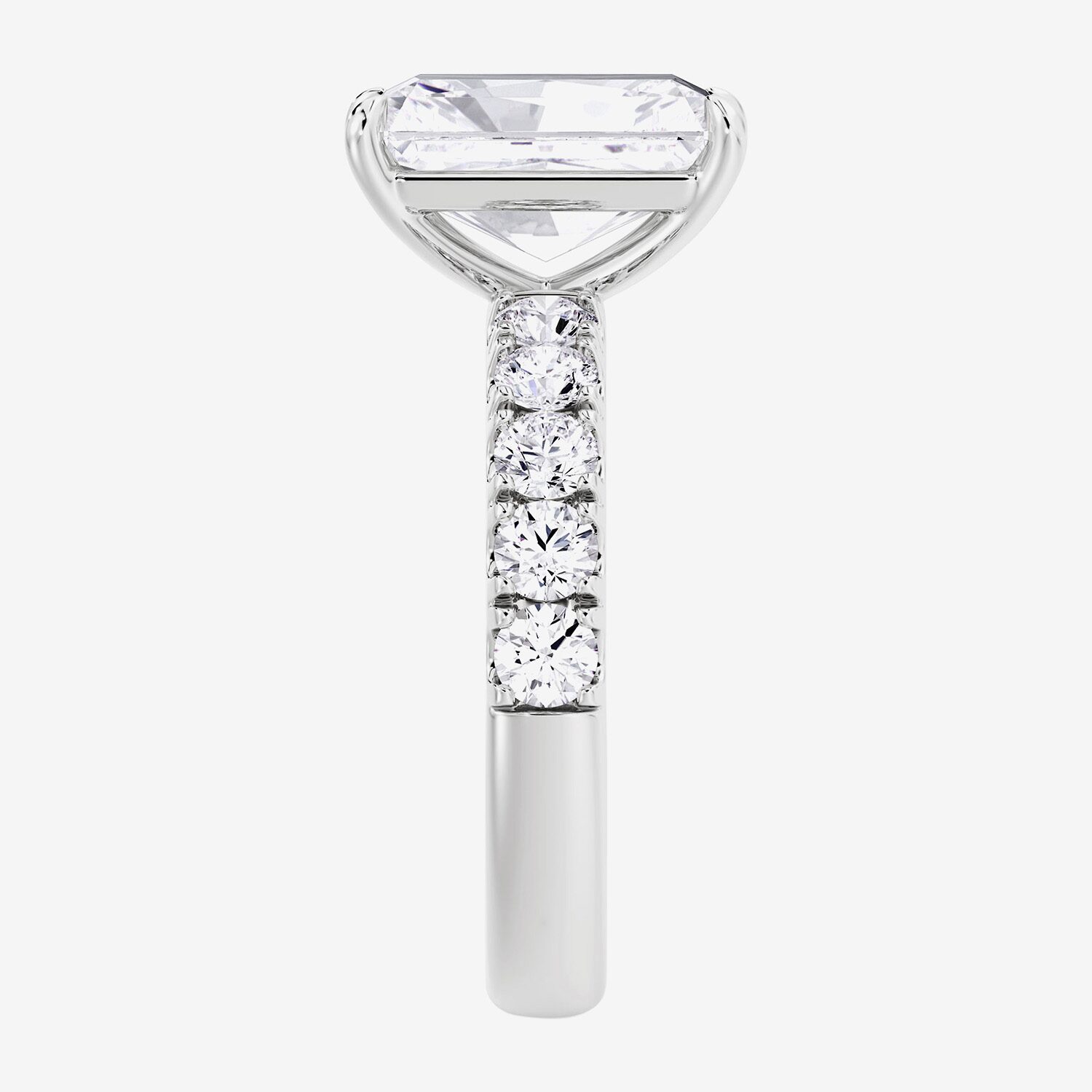 Signature By Modern Bride (F / Vs2) Womens 5 CT. T.W. Lab Grown White Diamond 14K Gold Rectangular Side Stone Engagement Ring
