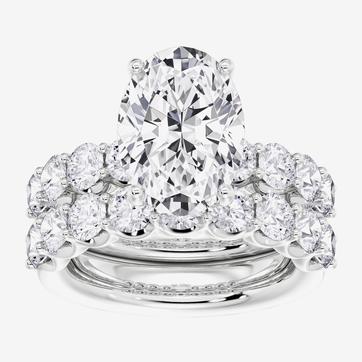 Signature By Modern Bride (F / Vs2) Womens 7 7/8 Ct. T.W. Lab Grown White Diamond 14K Gold Oval Side Stone Bridal Set
