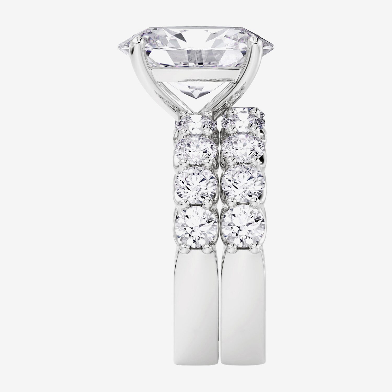 Signature By Modern Bride (F / Vs2) Womens 7 7/8 Ct. T.W. Lab Grown White Diamond 14K Gold Oval Side Stone Bridal Set