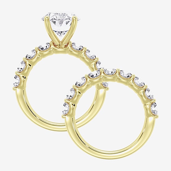 Signature By Modern Bride (F / Vs2) Womens 7 7/8 Ct. T.W. Lab Grown White Diamond 14K Gold Oval Side Stone Bridal Set