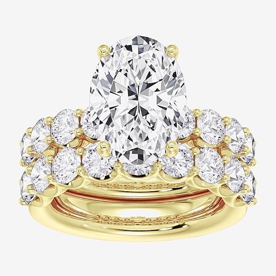 Signature By Modern Bride (F / Vs2) Womens 7 7/8 Ct. T.W. Lab Grown White Diamond 14K Gold Oval Side Stone Bridal Set