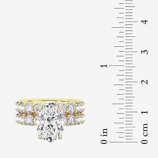 Signature By Modern Bride (F / Vs2) Womens 7 7/8 Ct. T.W. Lab Grown White Diamond 14K Gold Oval Side Stone Bridal Set