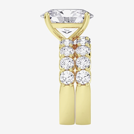 Signature By Modern Bride (F / Vs2) Womens 7 7/8 Ct. T.W. Lab Grown White Diamond 14K Gold Oval Side Stone Bridal Set