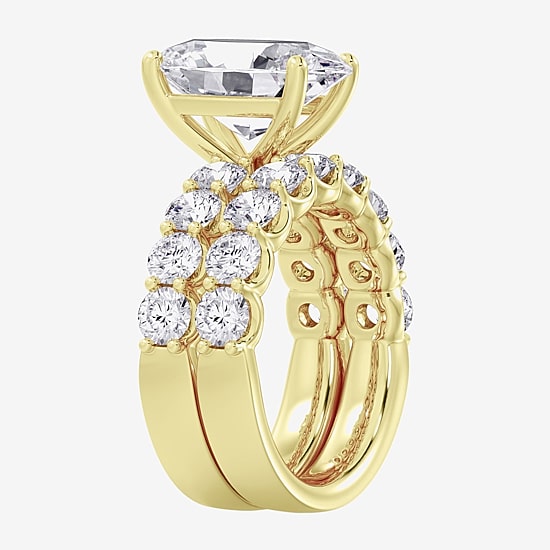 Signature By Modern Bride (F / Vs2) Womens 7 7/8 Ct. T.W. Lab Grown White Diamond 14K Gold Oval Side Stone Bridal Set