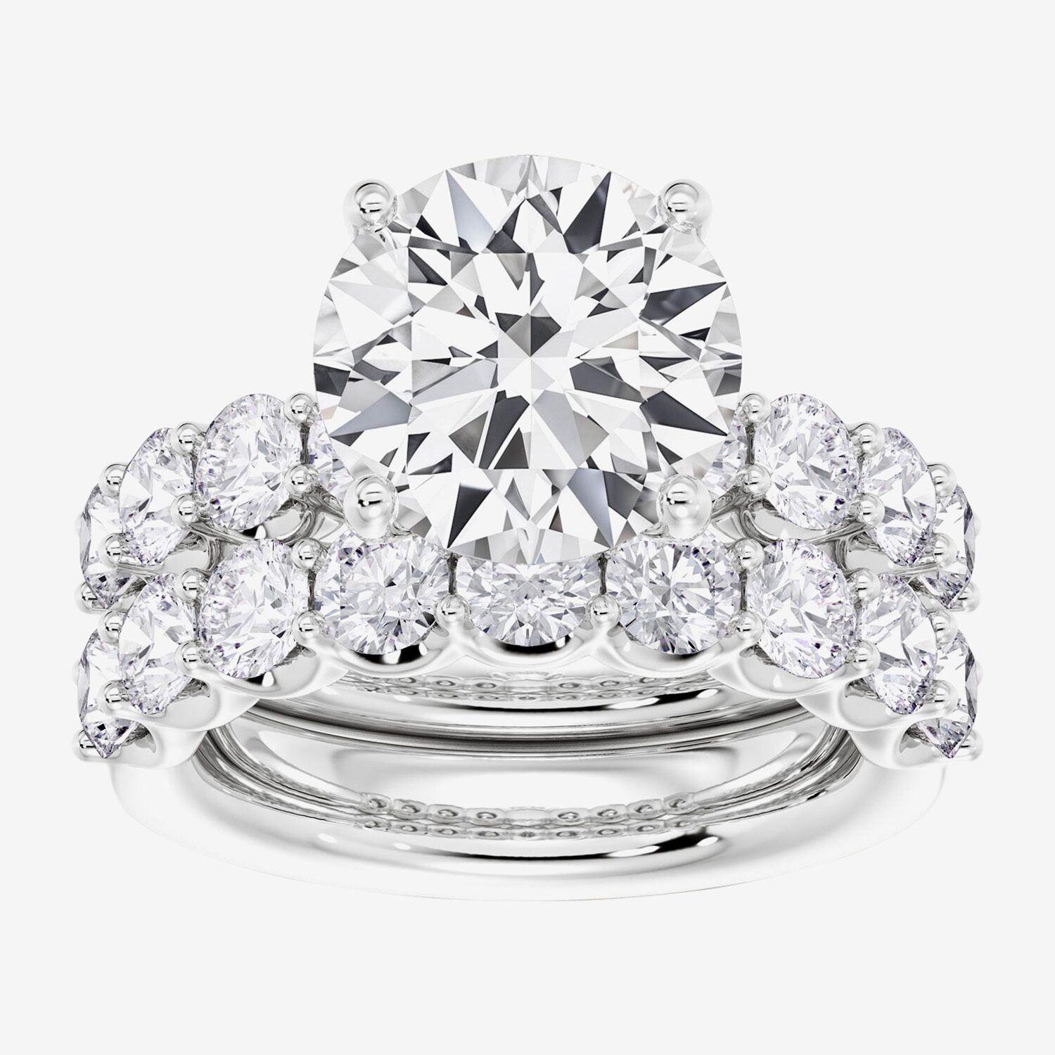Signature By Modern Bride (F / Vs2) Womens 7 7/8 Ct. T.W. Lab Grown White Diamond 14K Gold Round Side Stone Bridal Set