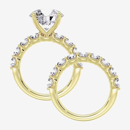Signature By Modern Bride (F / Vs2) Womens 7 7/8 Ct. T.W. Lab Grown White Diamond 14K Gold Round Side Stone Bridal Set