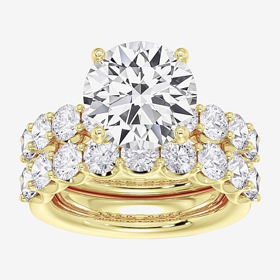 Signature By Modern Bride (F / Vs2) Womens 7 7/8 Ct. T.W. Lab Grown White Diamond 14K Gold Round Side Stone Bridal Set