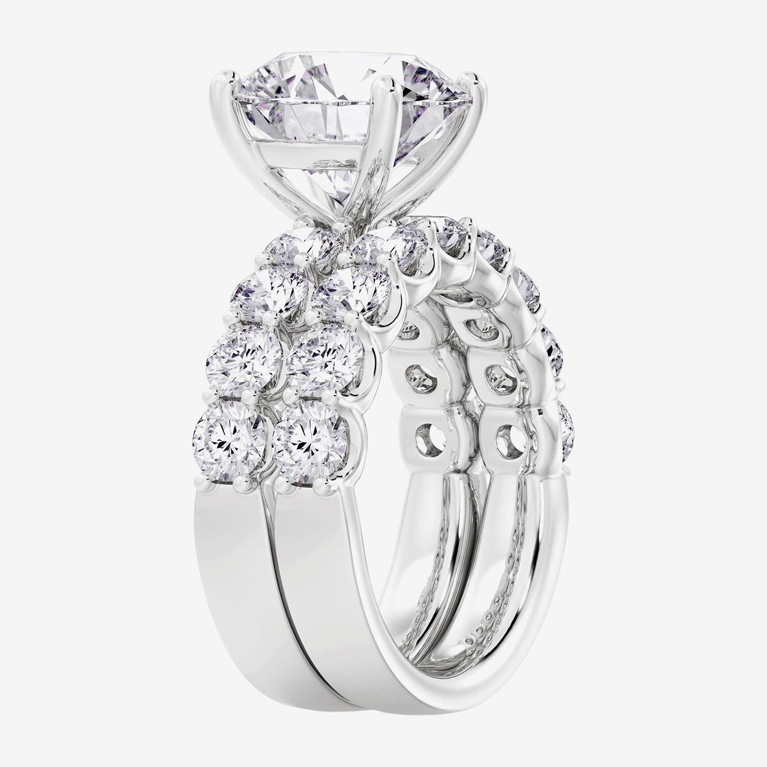 Signature By Modern Bride (F / Vs2) Womens 7 7/8 Ct. T.W. Lab Grown White Diamond 14K Gold Round Side Stone Bridal Set