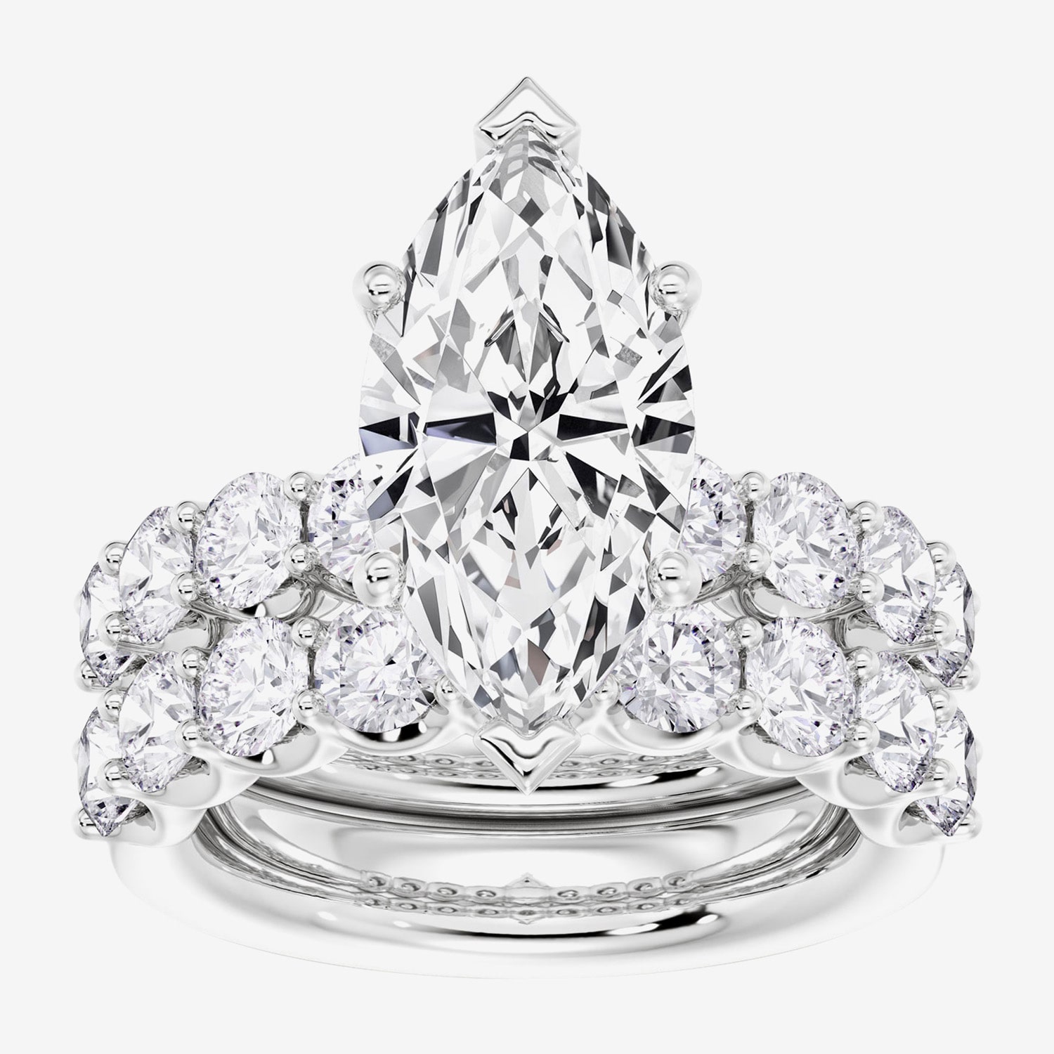 Signature By Modern Bride (F / Vs2) Womens 7 7/8 Ct. T.W. Lab Grown White Diamond 14K Gold Marquise Side Stone Bridal Set