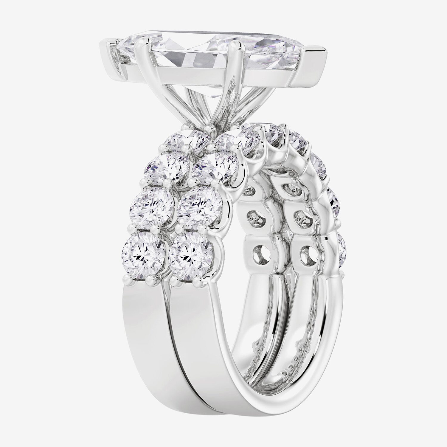 Signature By Modern Bride (F / Vs2) Womens 7 7/8 Ct. T.W. Lab Grown White Diamond 14K Gold Marquise Side Stone Bridal Set