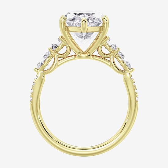 (F / Vs2) Womens 6 1/2 Ct. T.W. Lab Grown White Diamond 14K Gold Marquise Side Stone Engagement Ring