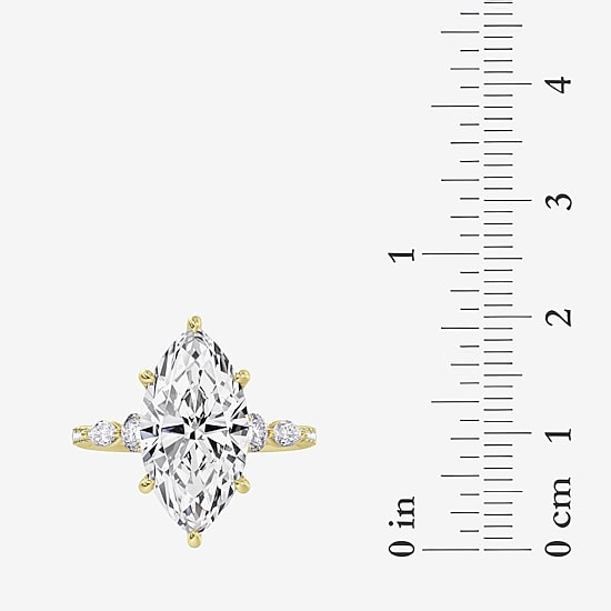 (F / Vs2) Womens 6 1/2 Ct. T.W. Lab Grown White Diamond 14K Gold Marquise Side Stone Engagement Ring