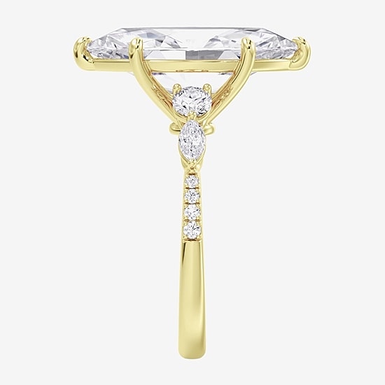 (F / Vs2) Womens 6 1/2 Ct. T.W. Lab Grown White Diamond 14K Gold Marquise Side Stone Engagement Ring