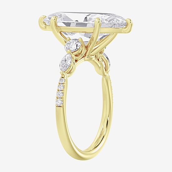 (F / Vs2) Womens 6 1/2 Ct. T.W. Lab Grown White Diamond 14K Gold Marquise Side Stone Engagement Ring