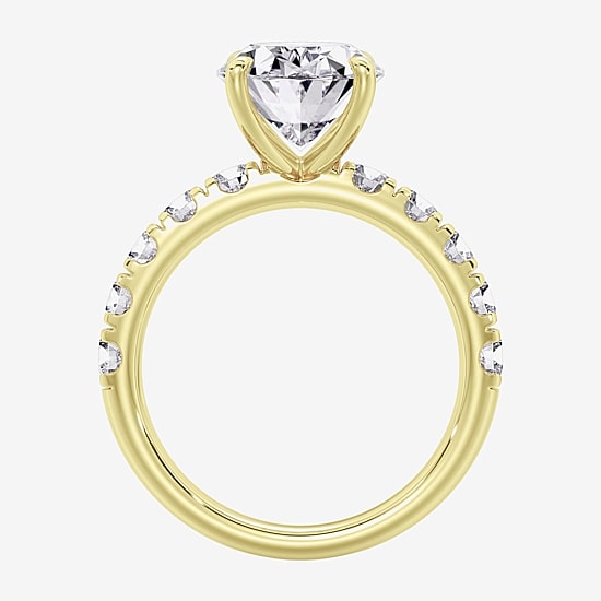 Signature By Modern Bride (F / Vs2) Womens 5 CT. T.W. Lab Grown White Diamond 14K Gold Oval Side Stone Engagement Ring