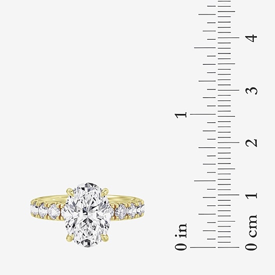 Signature By Modern Bride (F / Vs2) Womens 5 CT. T.W. Lab Grown White Diamond 14K Gold Oval Side Stone Engagement Ring