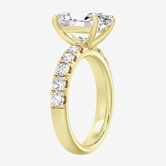 Signature By Modern Bride (F / Vs2) Womens 5 CT. T.W. Lab Grown White Diamond 14K Gold Oval Side Stone Engagement Ring