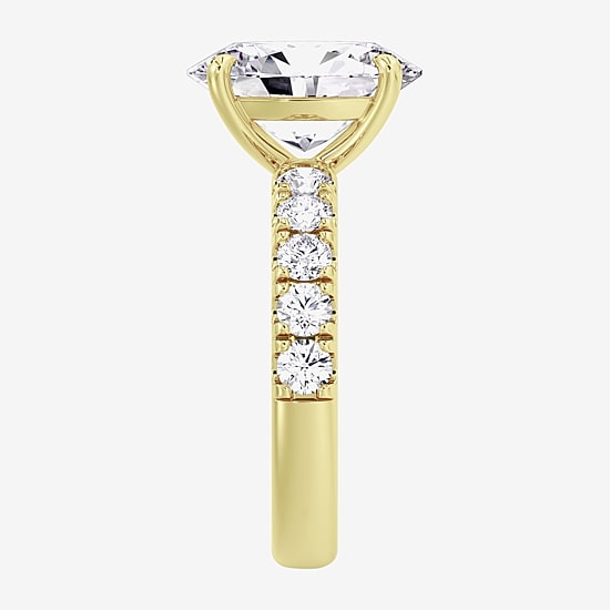 Signature By Modern Bride (F / Vs2) Womens 5 CT. T.W. Lab Grown White Diamond 14K Gold Oval Side Stone Engagement Ring